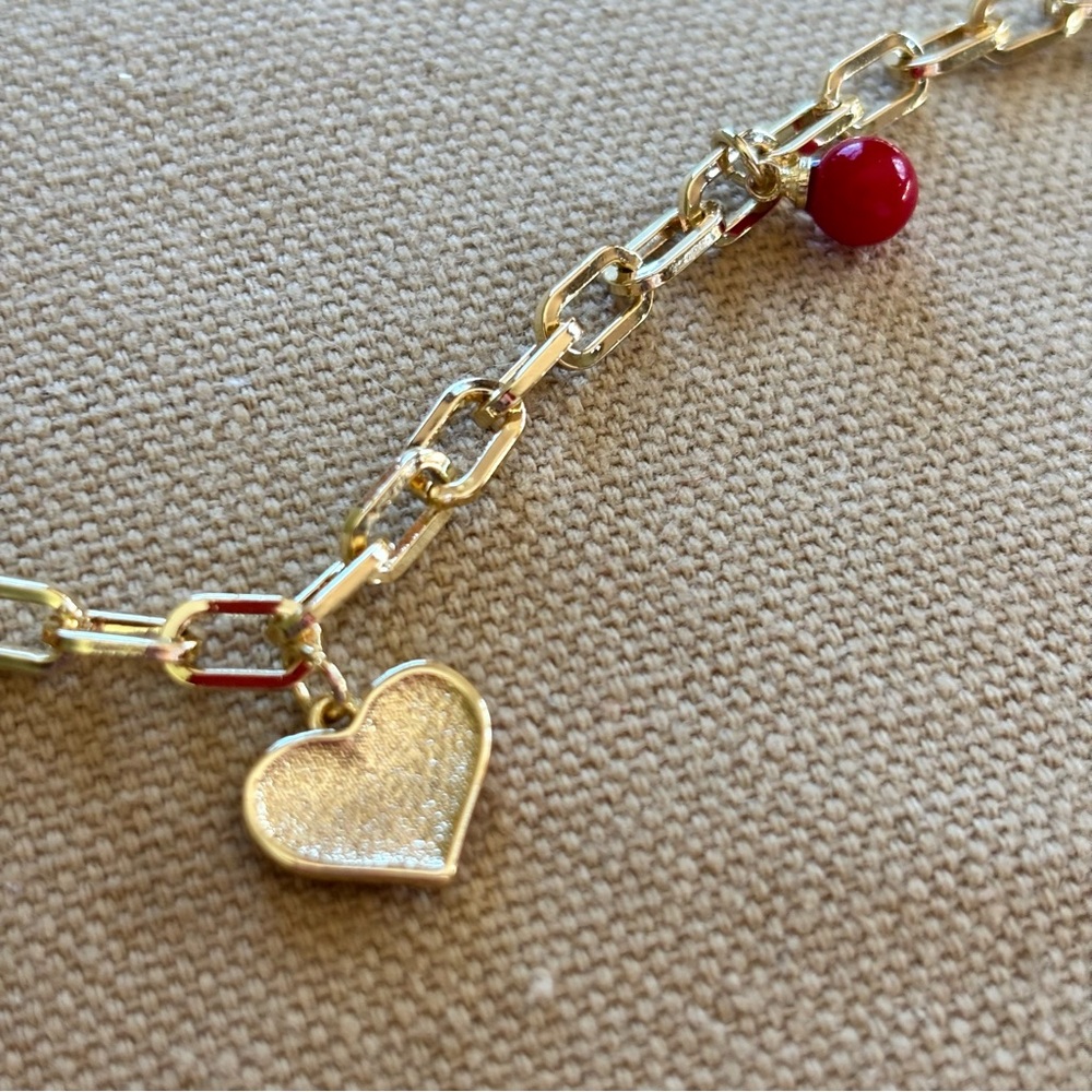 ♥️ Enamel Heart Charm Bracelet with Beads - 18k Gold Plated - Picture 6 of 6